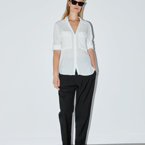 Zara off-white flowy blouse with pockets - Picture 3 of 7